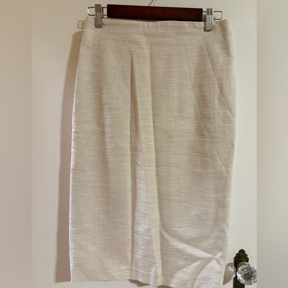 Off white with gold thread textured pencil skirt